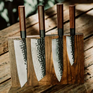 Four Piece Chef Knife Set With Magnetic Block